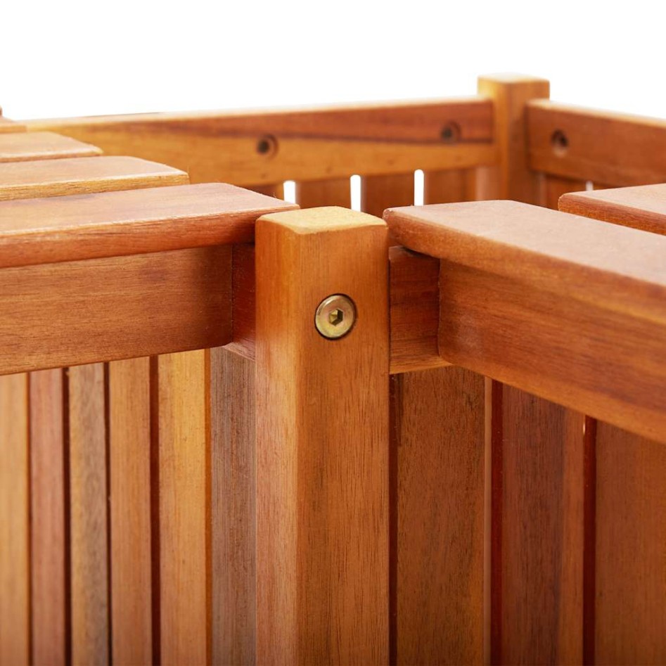 Banco de jardín con 2 jardineras acacia maciza 117x117x40