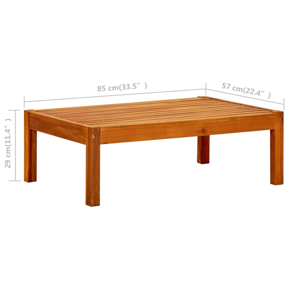 Mesa de jardín de madera de acacia maciza 85x57x29