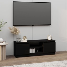 Mueble de TV con puerta negro 102x30x36