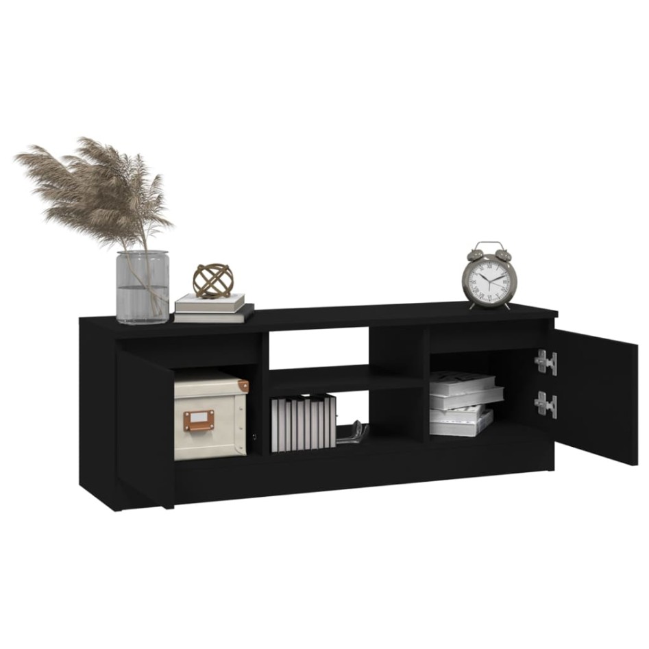 Mueble de TV con puerta negro 102x30x36