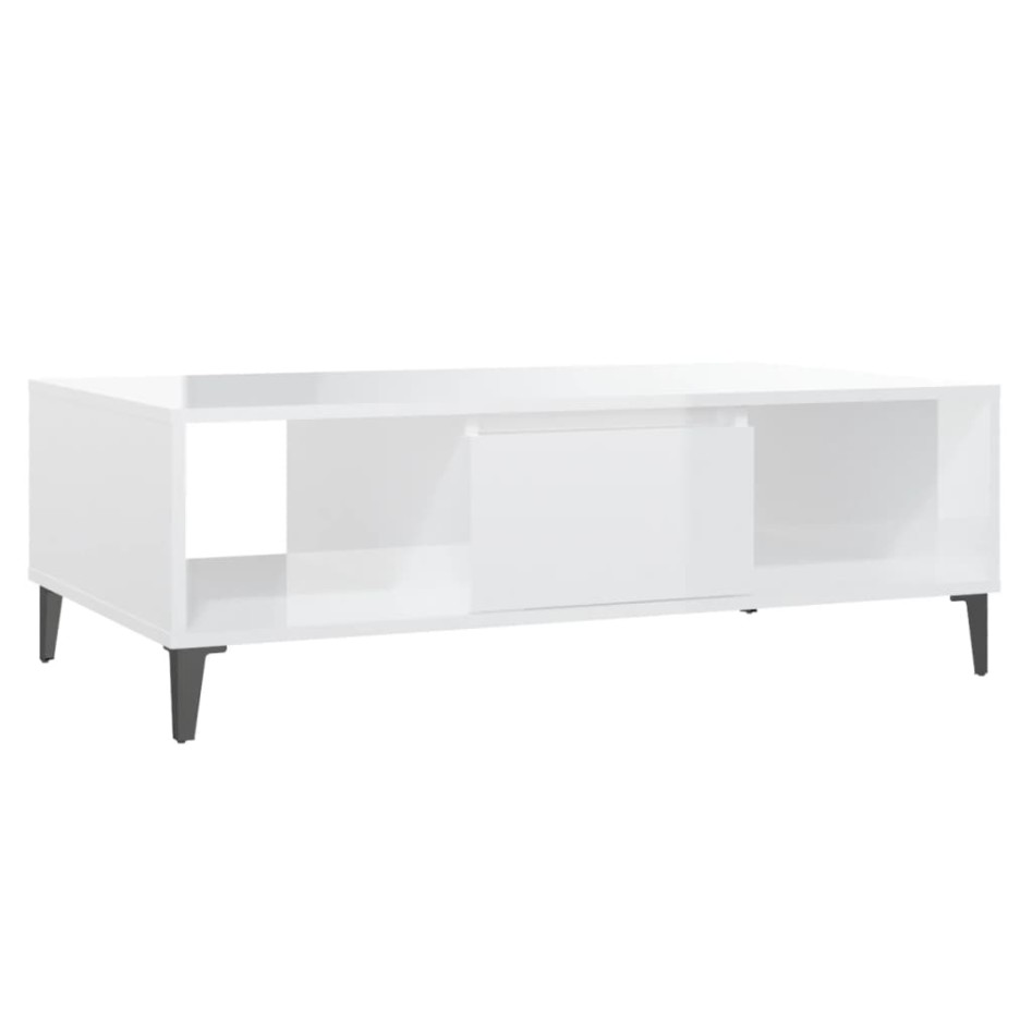 Mesa de centro madera contrachapada blanco brillo