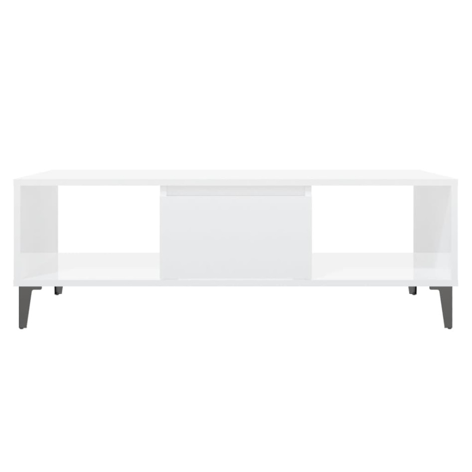 Mesa de centro madera contrachapada blanco brillo