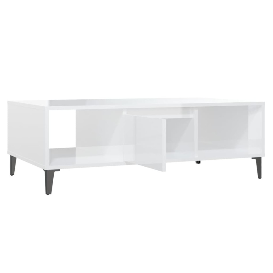 Mesa de centro madera contrachapada blanco brillo