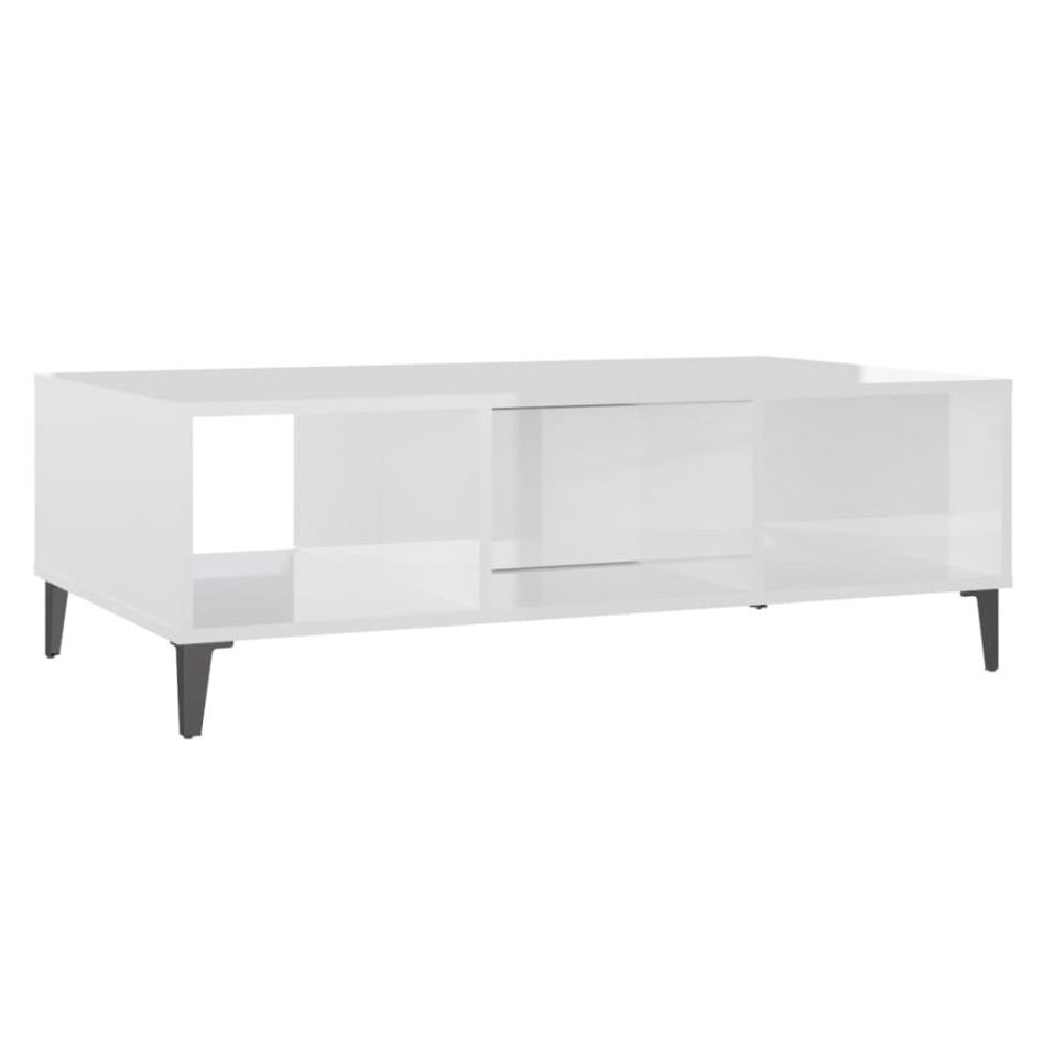 Mesa de centro madera contrachapada blanco brillo