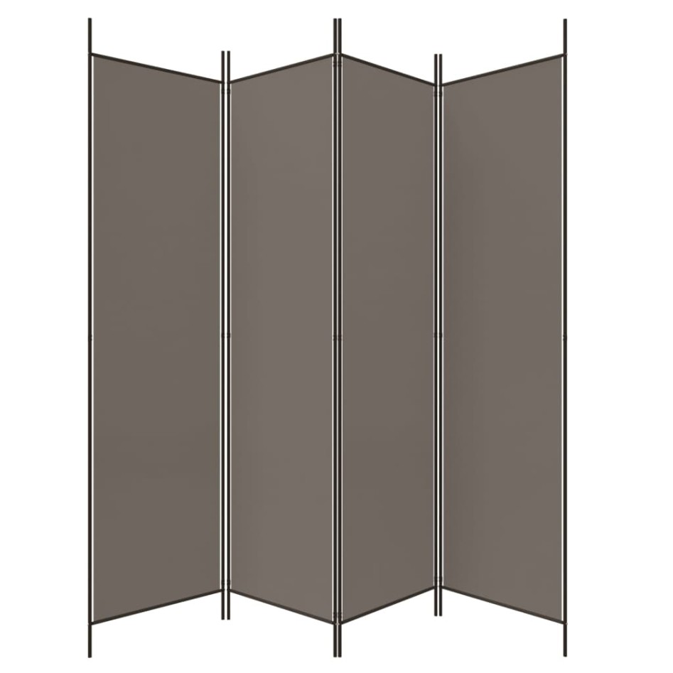 Biombo divisor de 4 paneles de tela gris antracita 698x180