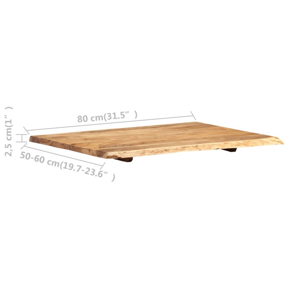 Superficie de mesa de madera maciza de acacia 80x(50-60)x2,5