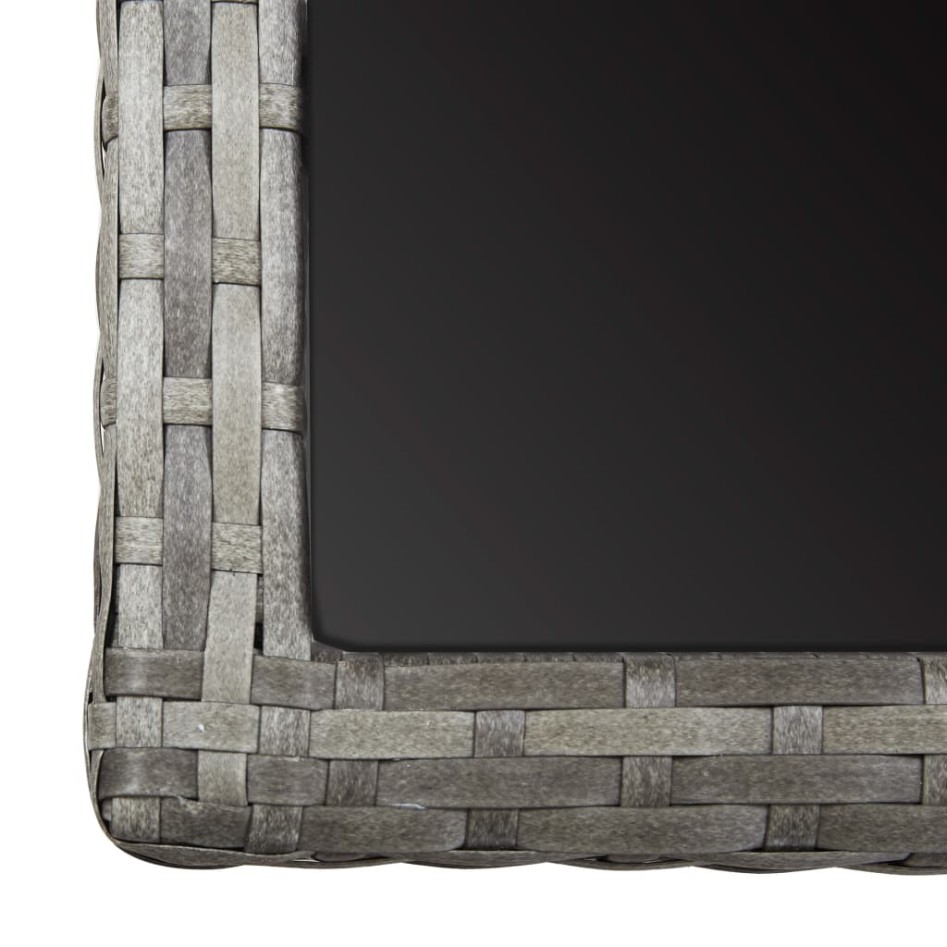 Mesa de jardín vidrio y ratán sintético antracita 110x53x72