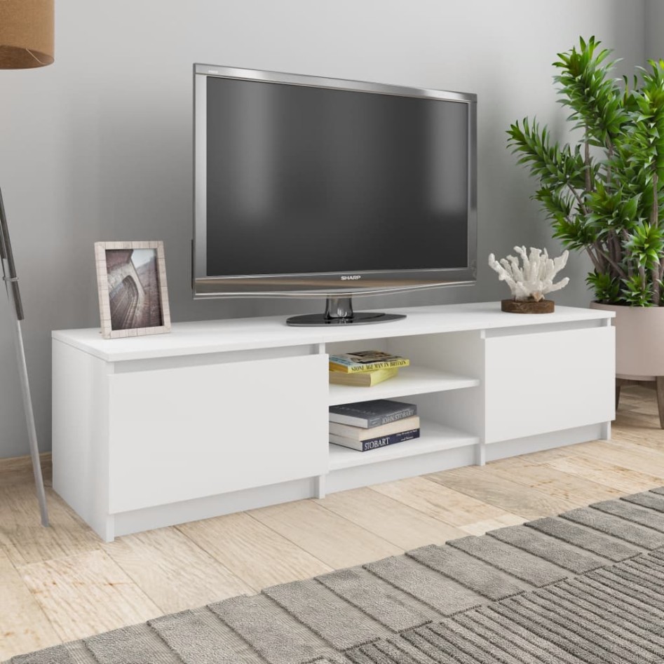Mueble para TV madera contrachapada blanco 140x40x35,5