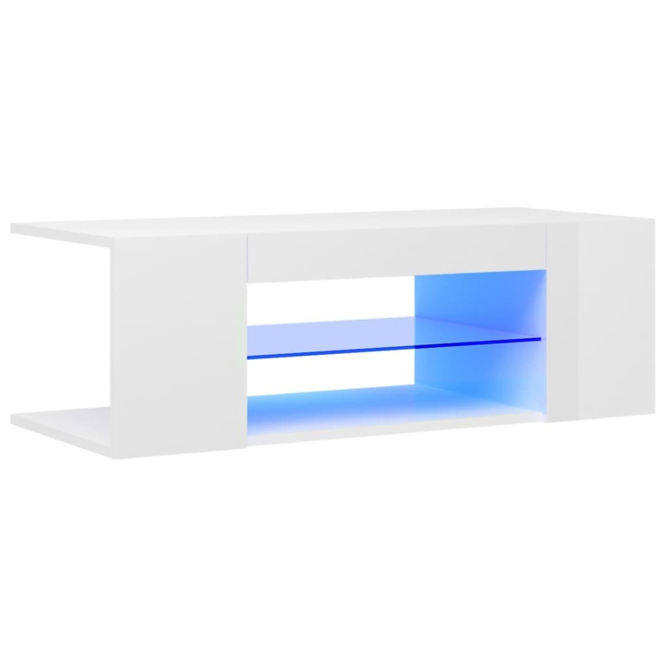 Mueble de TV con luces LED blanco brillante 90x39x30