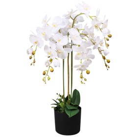 Planta de orquídea artificial con macetero blanca 75