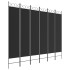 Biombo divisor de 6 paneles de tela negro 240x200