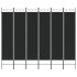 Biombo divisor de 6 paneles de tela negro 240x200