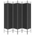 Biombo divisor de 6 paneles de tela negro 240x200