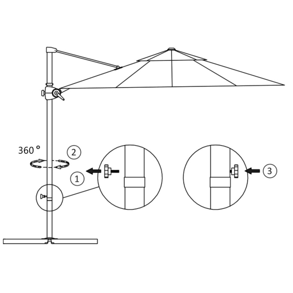 Sombrilla jardín voladiza palo de acero antracita 250x250
