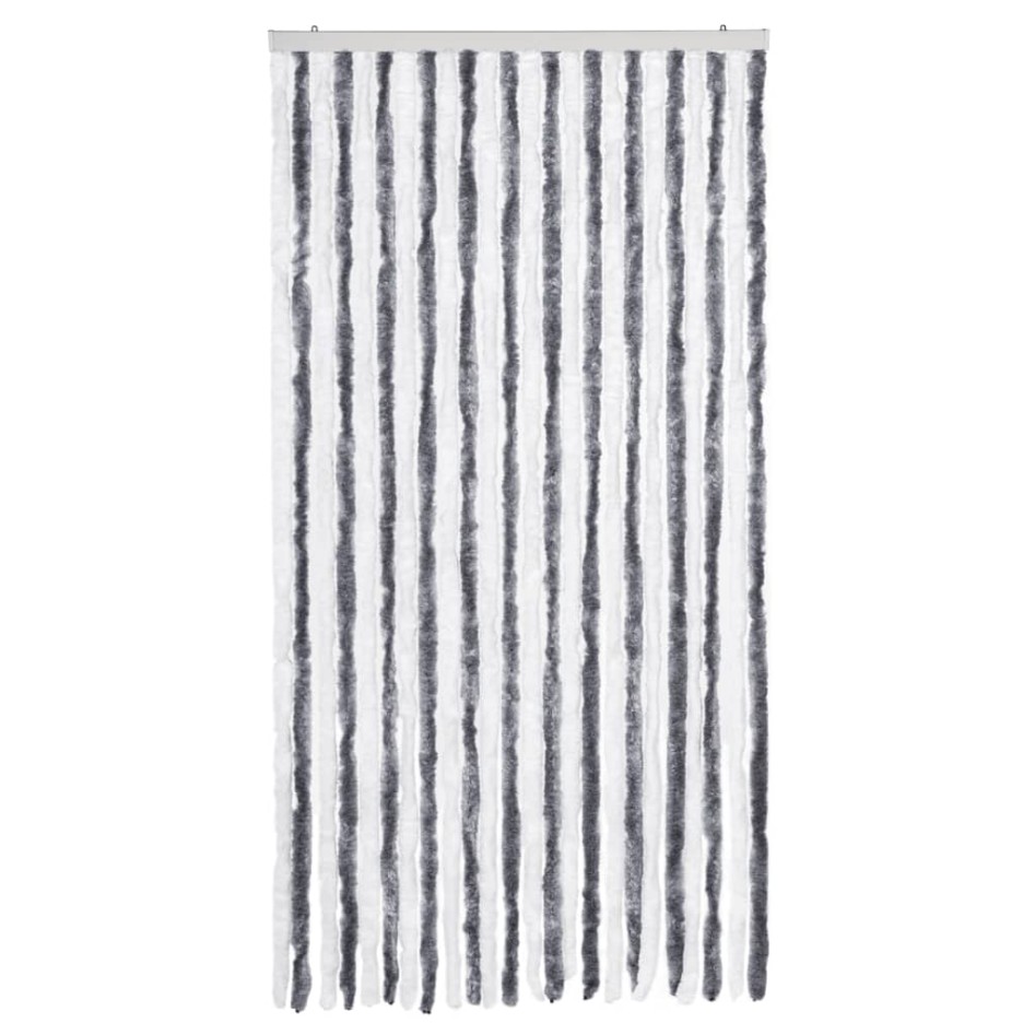 Cortina mosquitera gris y blanco chenilla 100x220