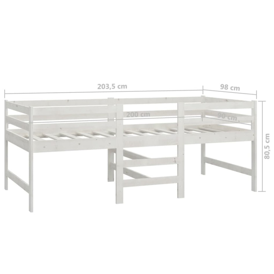 Estructura de cama madera maciza de pino blanco 90x200