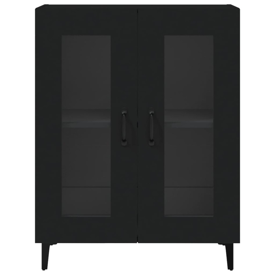 Aparador de madera de ingeniería negro 69,5x34x90