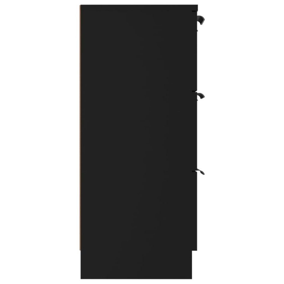 Aparador de madera contrachapada negro 60x30x70