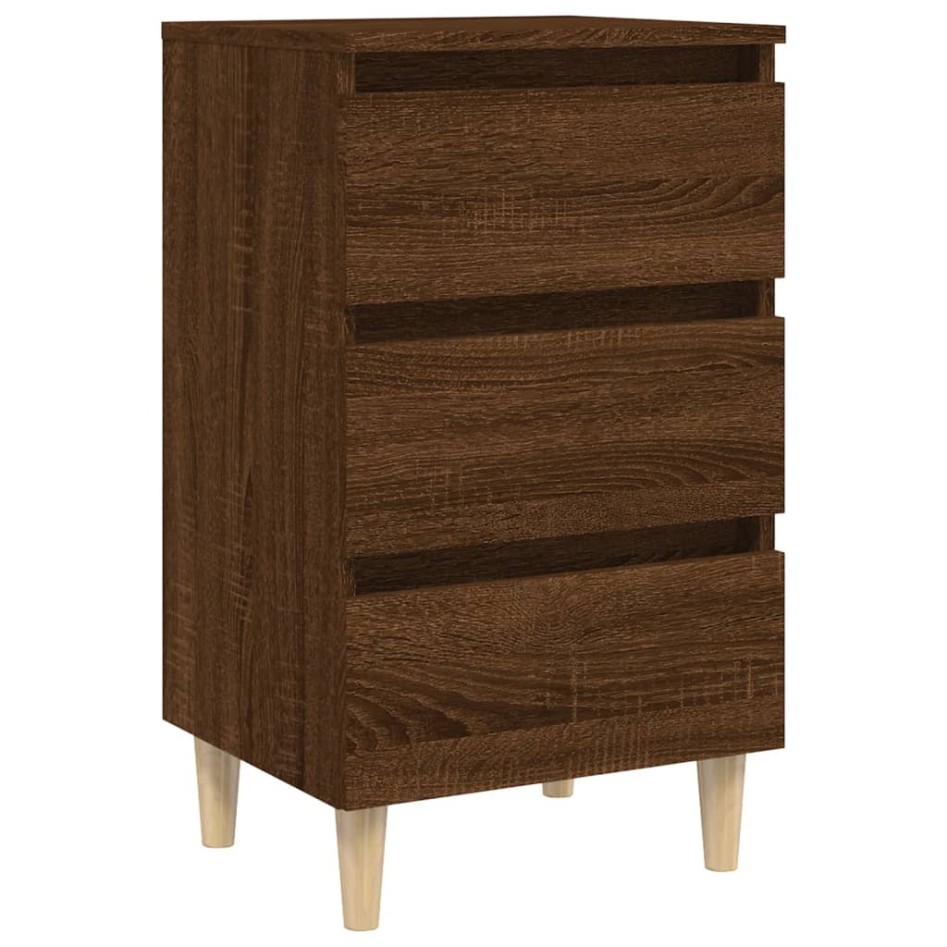 Mesita de noche patas madera maciza marrón roble 40x35x69