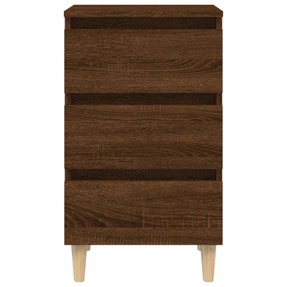 Mesita de noche patas madera maciza marrón roble 40x35x69