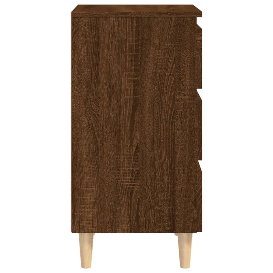 Mesita de noche patas madera maciza marrón roble 40x35x69