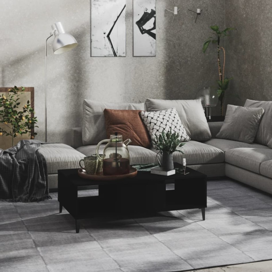 Mesa de centro madera contrachapada negro 103,5x60x35