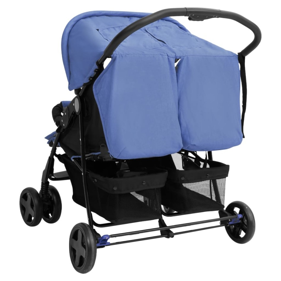 Carrito para gemelos de acero azul