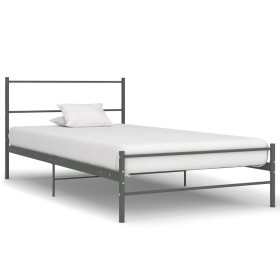 Estructura de cama sin colchón metal gris 90x200