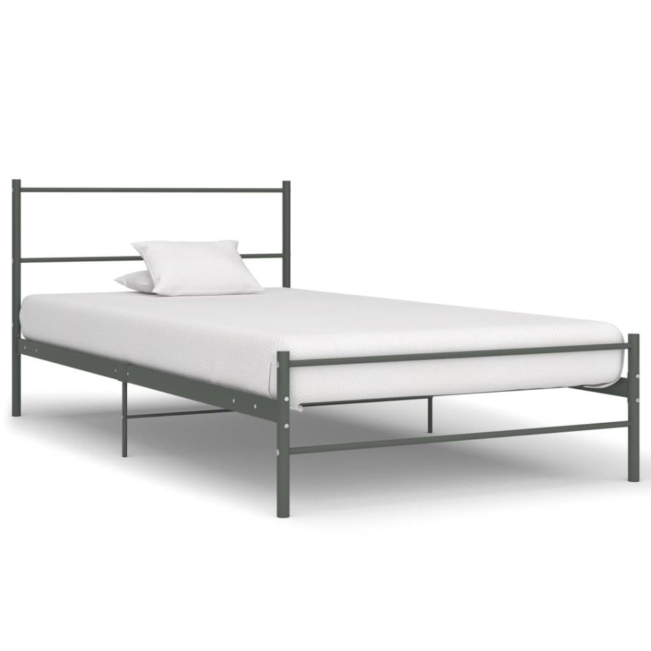 Estructura de cama sin colchón metal gris 90x200
