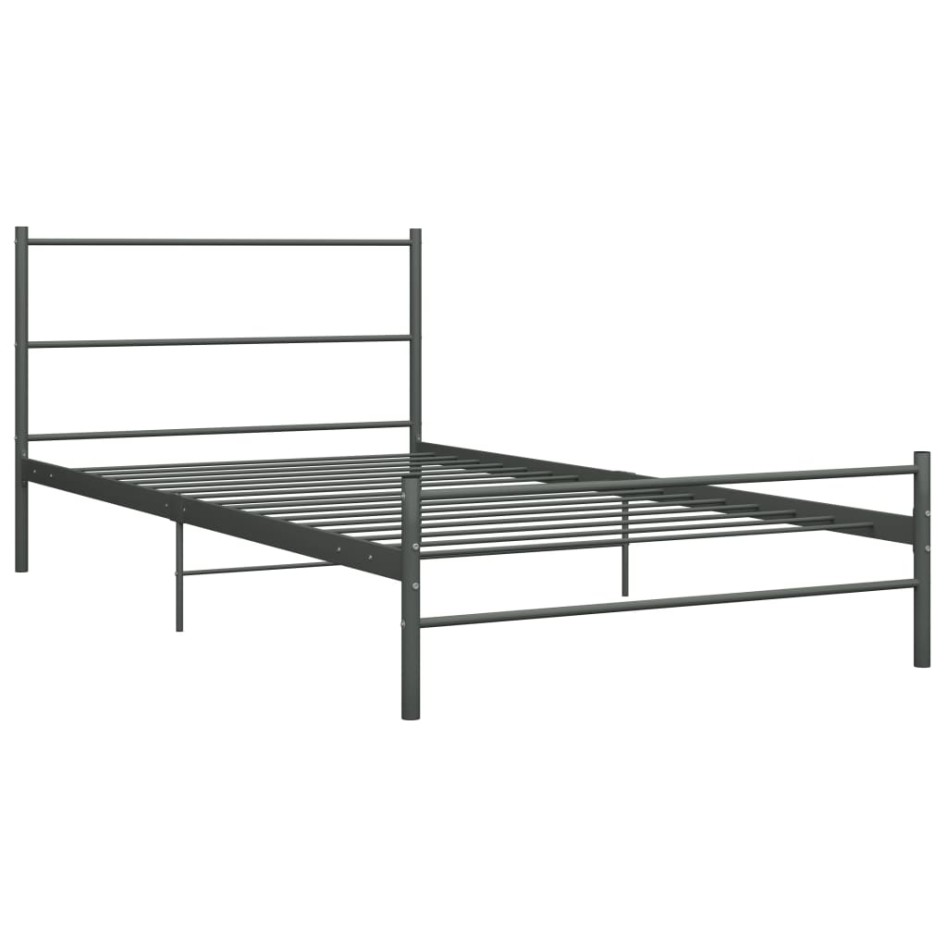 Estructura de cama sin colchón metal gris 90x200