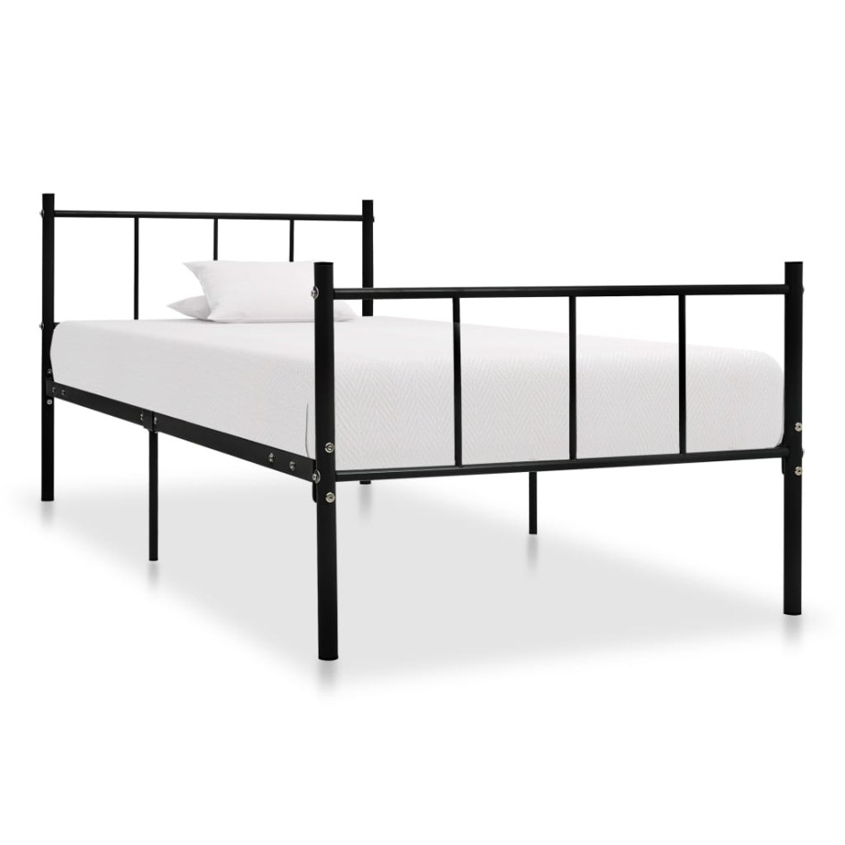 Estructura de cama sin colchón metal negro 90x200