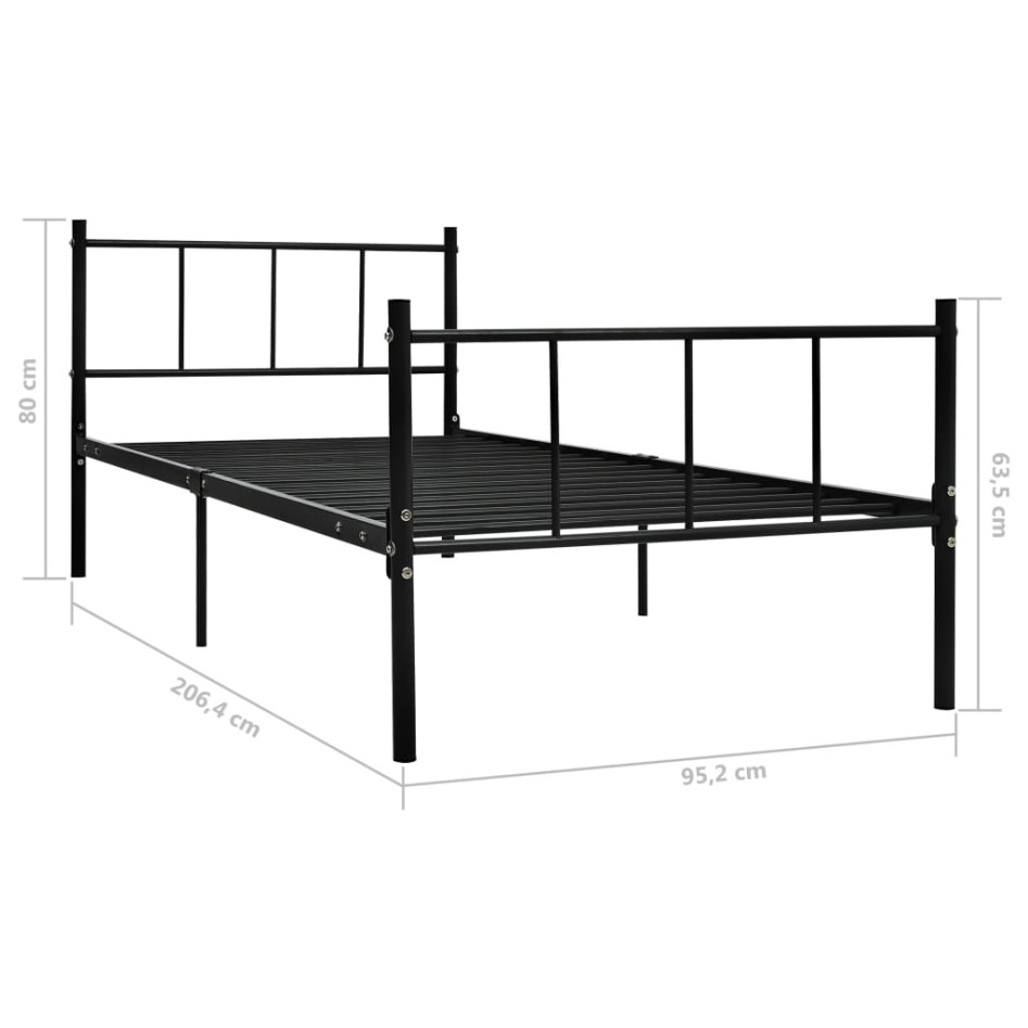 Estructura de cama sin colchón metal negro 90x200