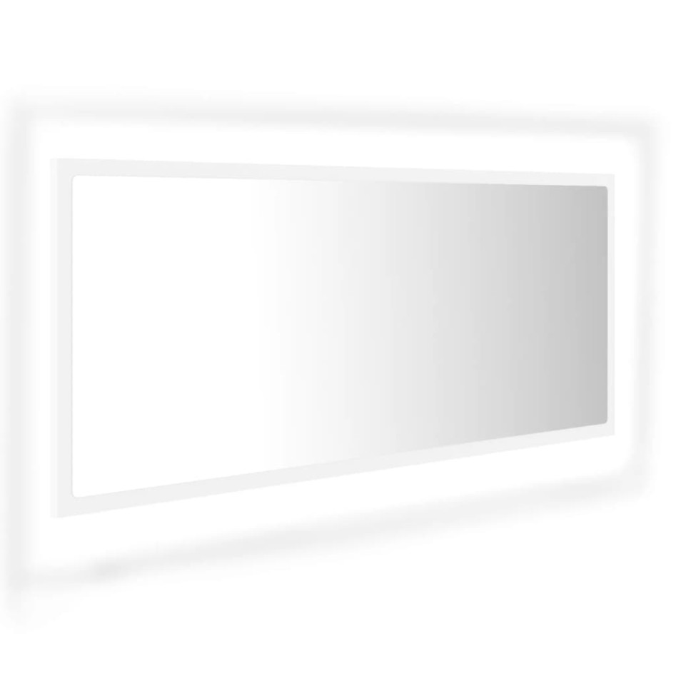 Espejo de baño LED acrílico blanco 100x8,5x37