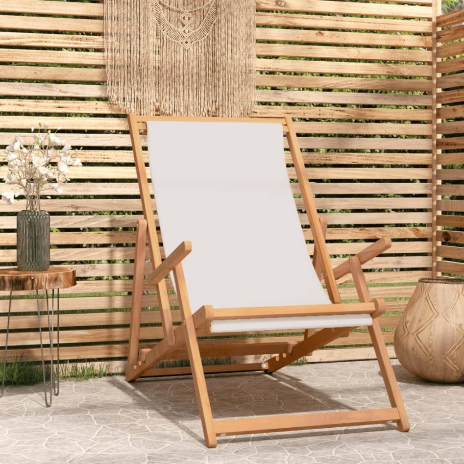 Silla de playa plegable de madera maciza de teca