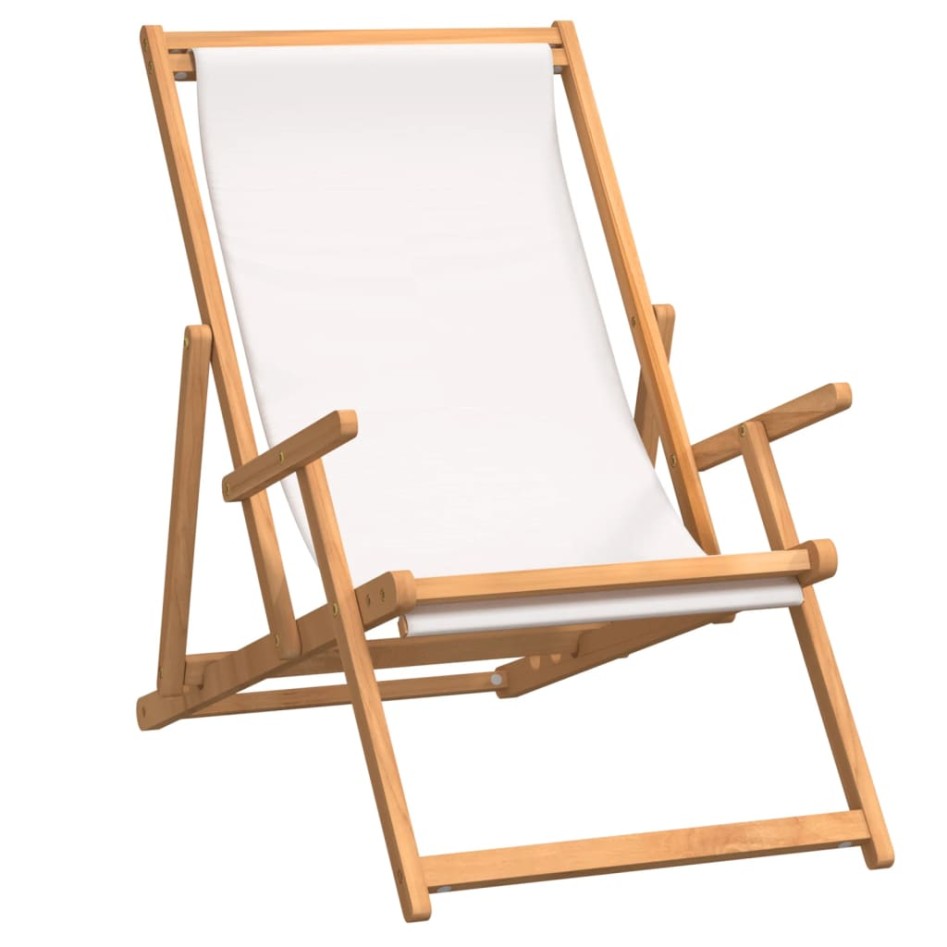 Silla de playa plegable de madera maciza de teca