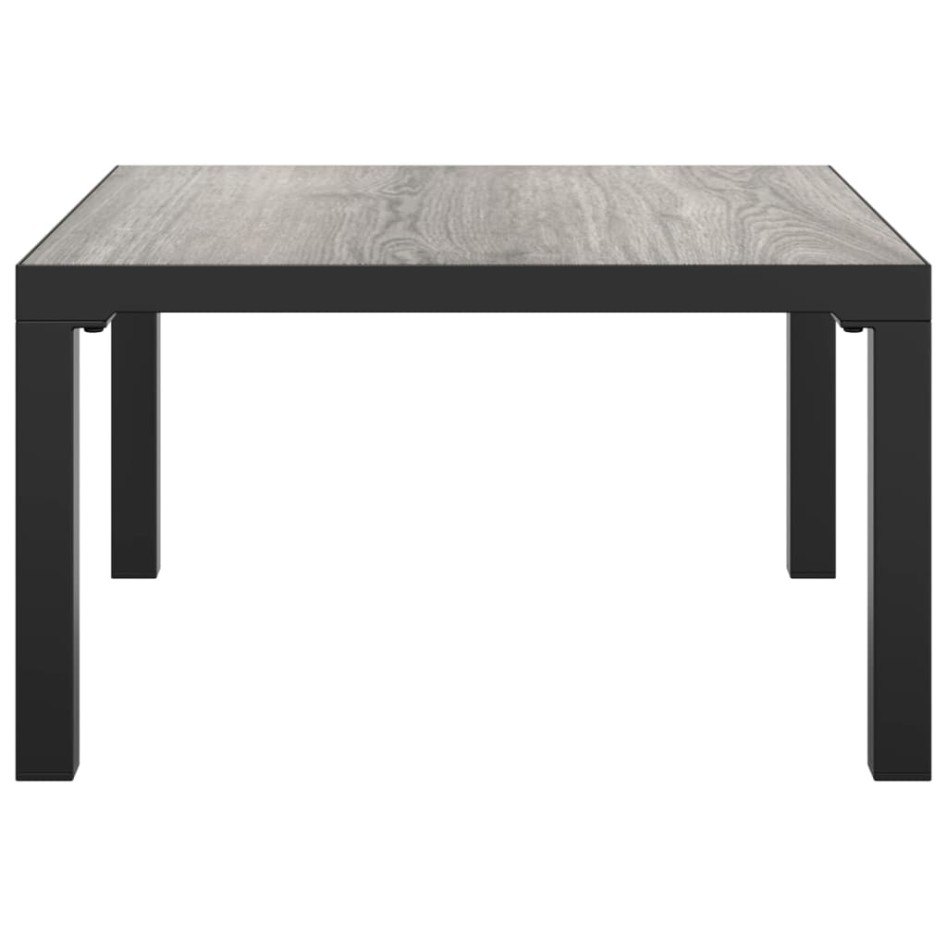 Mesa de centro de jardín DPC y acero gris 55x55x31