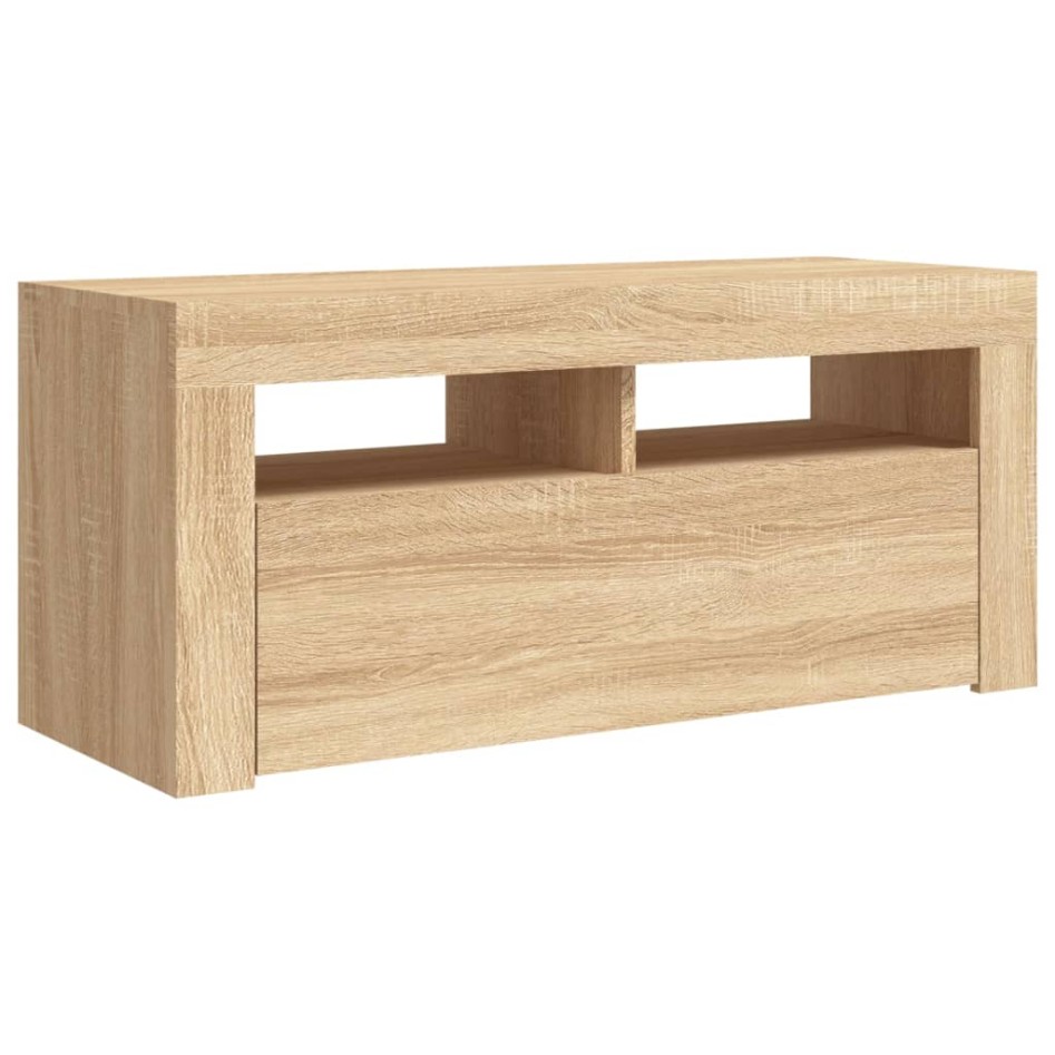 Mueble de TV con luces LED roble Sonoma 90x35x40