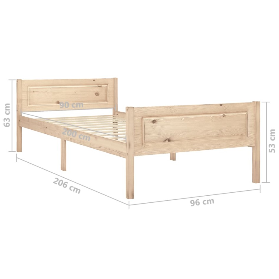 Estructura de cama sin colchón madera maciza de pino 90x200