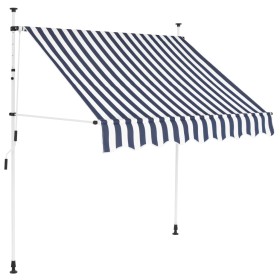 Toldo manual retráctil 200 cm azul y blanco a