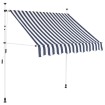 Toldo manual retráctil 200 cm azul y blanco a rayas