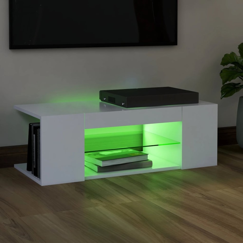 Mueble de TV con luces LED blanco 90x39x30