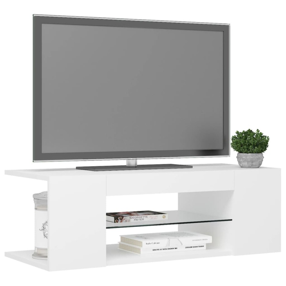 Mueble de TV con luces LED blanco 90x39x30