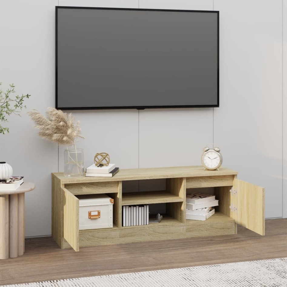 Mueble de TV con puerta roble Sonoma 102x30x36