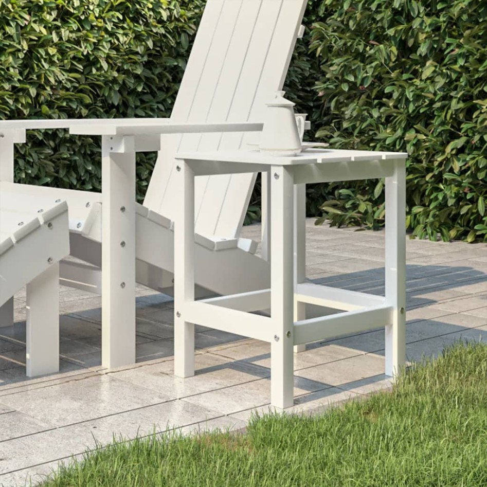 Mesa de jardín Adirondack HDPE blanca 38x38x46
