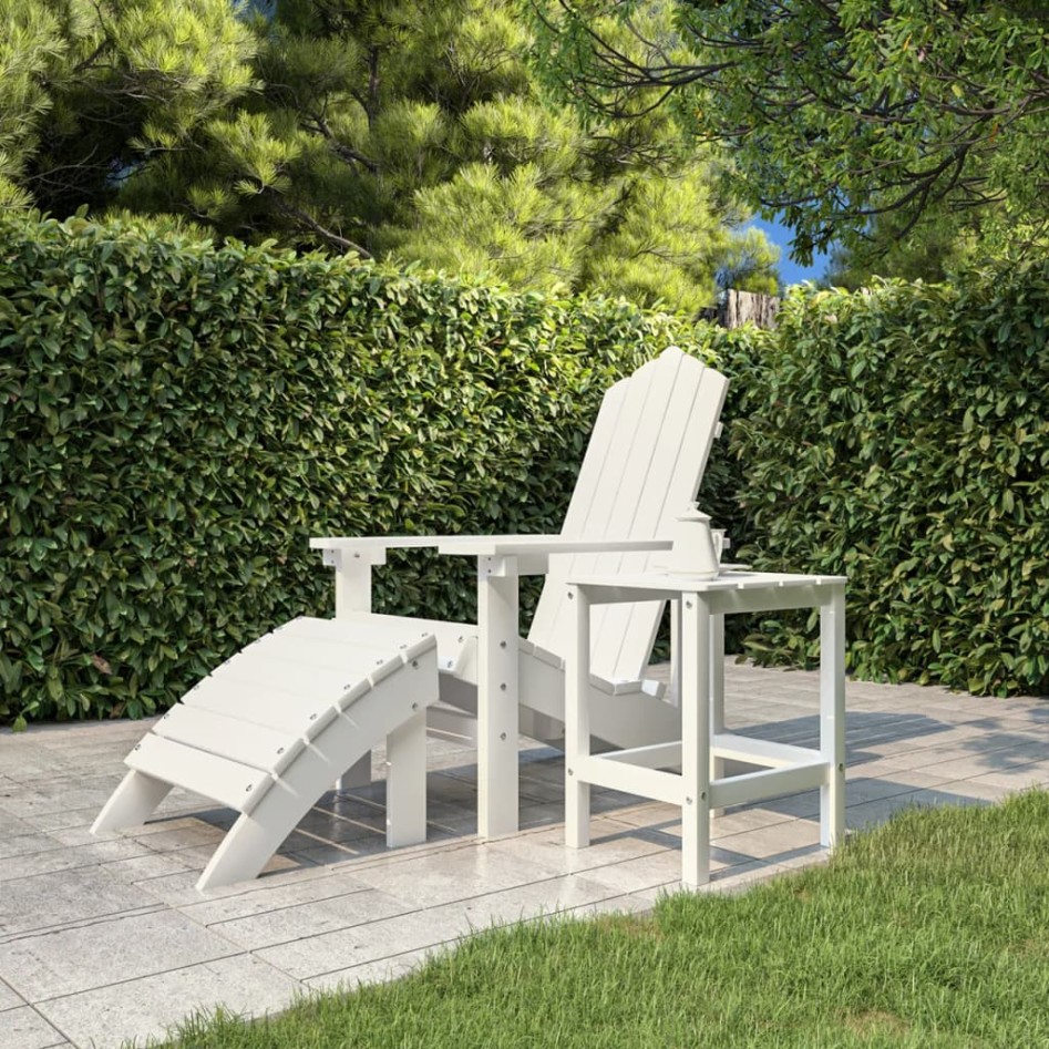 Mesa de jardín Adirondack HDPE blanca 38x38x46