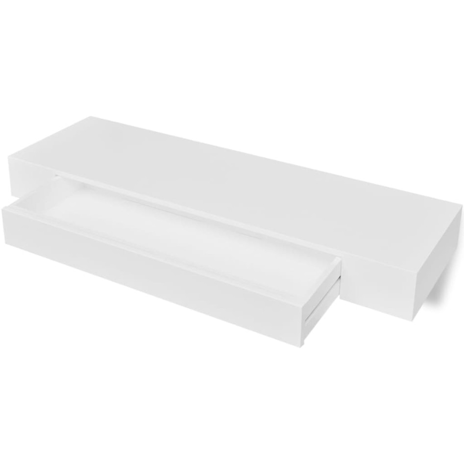 Estante flotante pared con 1 cajón MDF blanco para