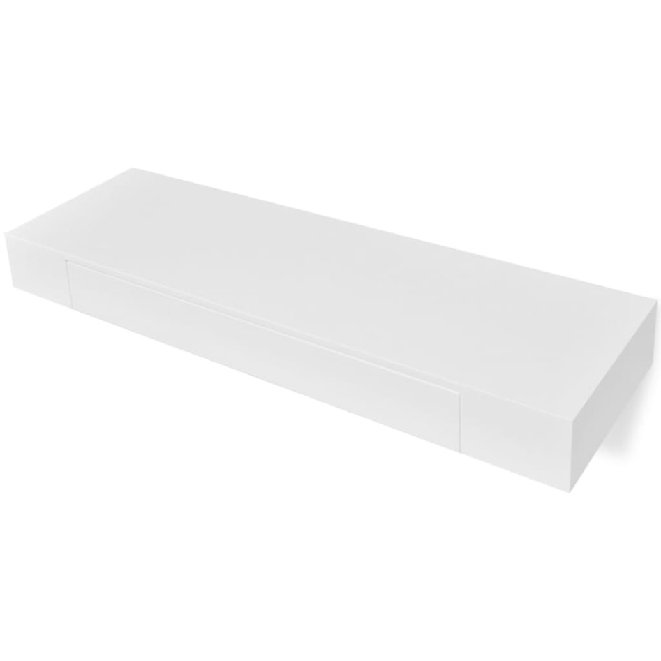 Estante flotante pared con 1 cajón MDF blanco para