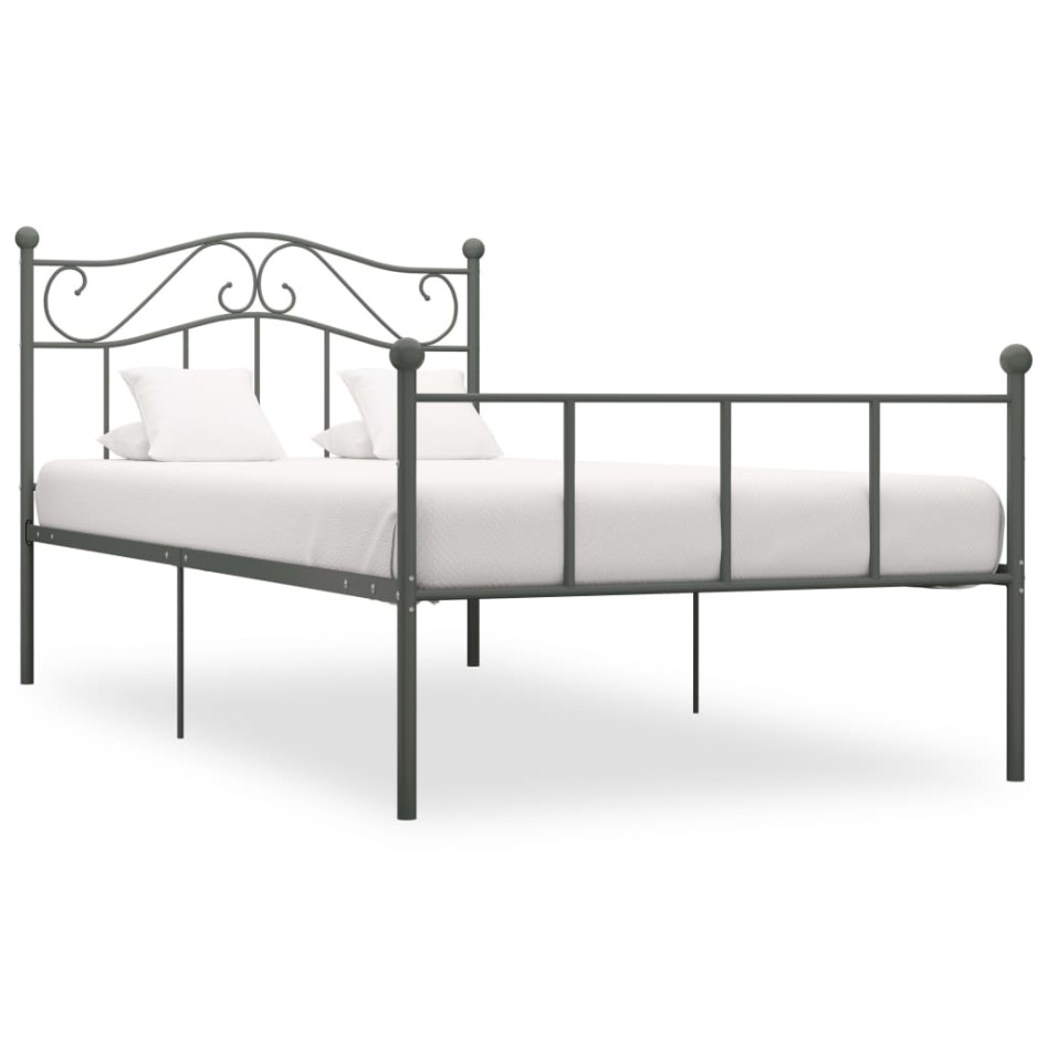 Estructura de cama sin colchón metal gris 90x200