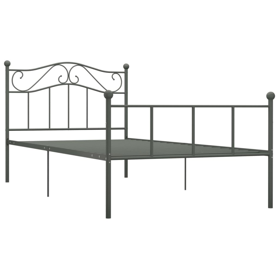 Estructura de cama sin colchón metal gris 90x200