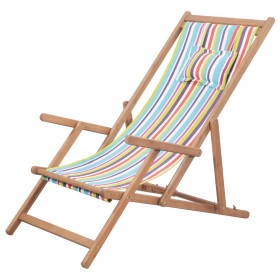 Silla de playa plegable tela y estructura de madera